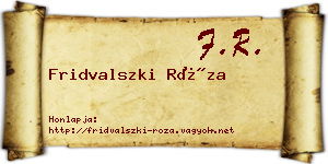 Fridvalszki Róza névjegykártya